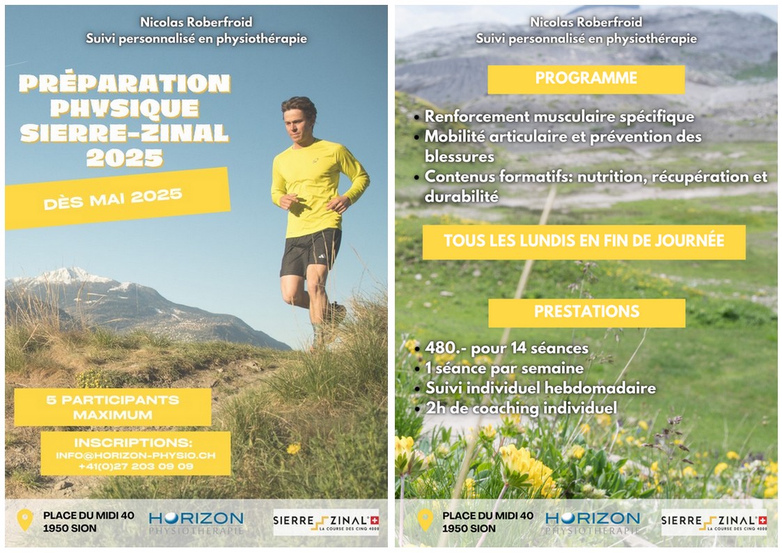 Préparez-vous avec un physiothérapeute ! Préparation Sierre-Zinal 2025